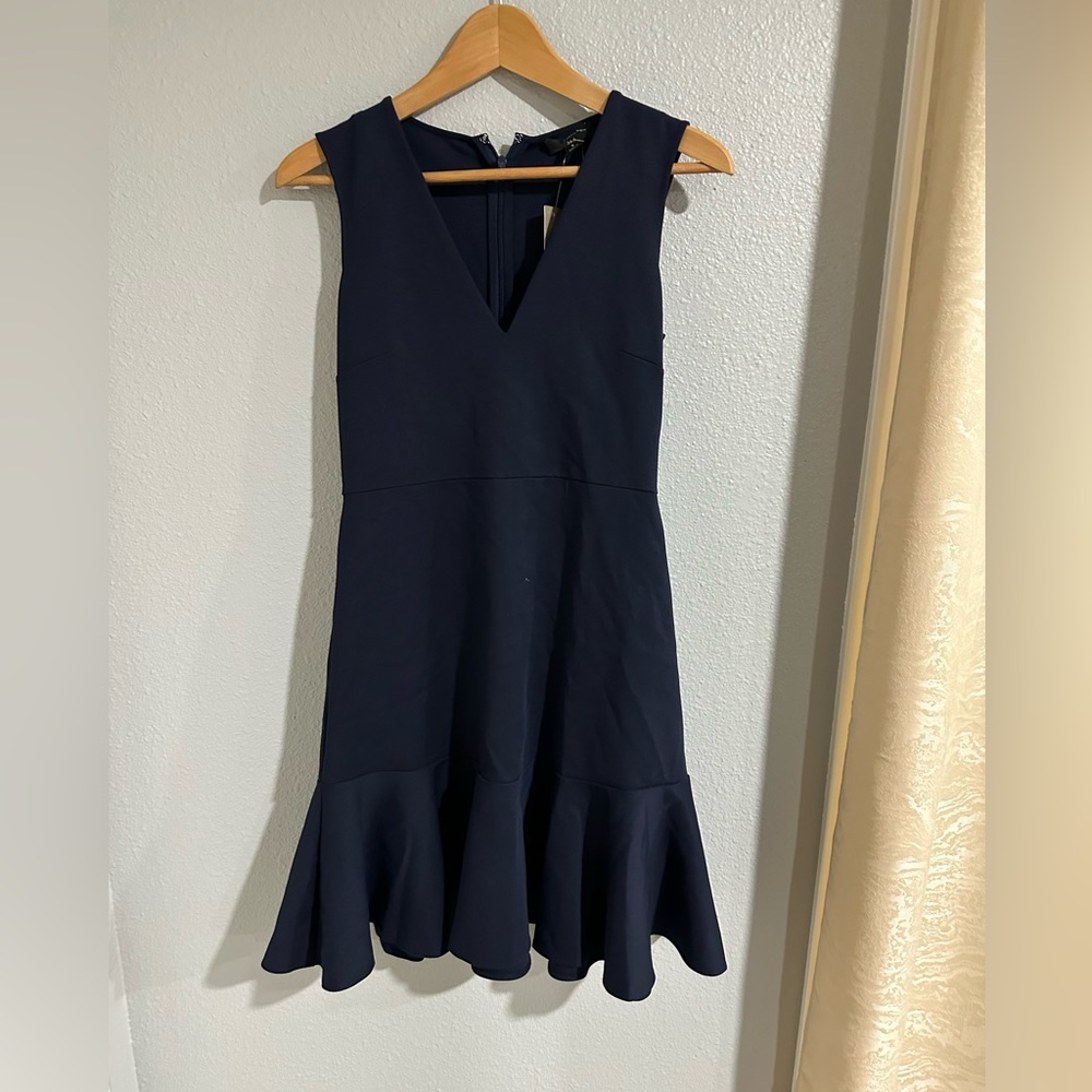 J. Crew Navy Sleeveless V-Neck Flounce Midi Dress